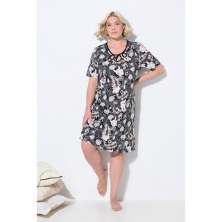 Ulla Popken Bigshirts Confezione Doppia Stampa Foglie Scollo Rotondo Scollo a V  