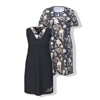 Ulla Popken Bigshirts Confezione Doppia Stampa Foglie Scollo Rotondo Scollo a V  