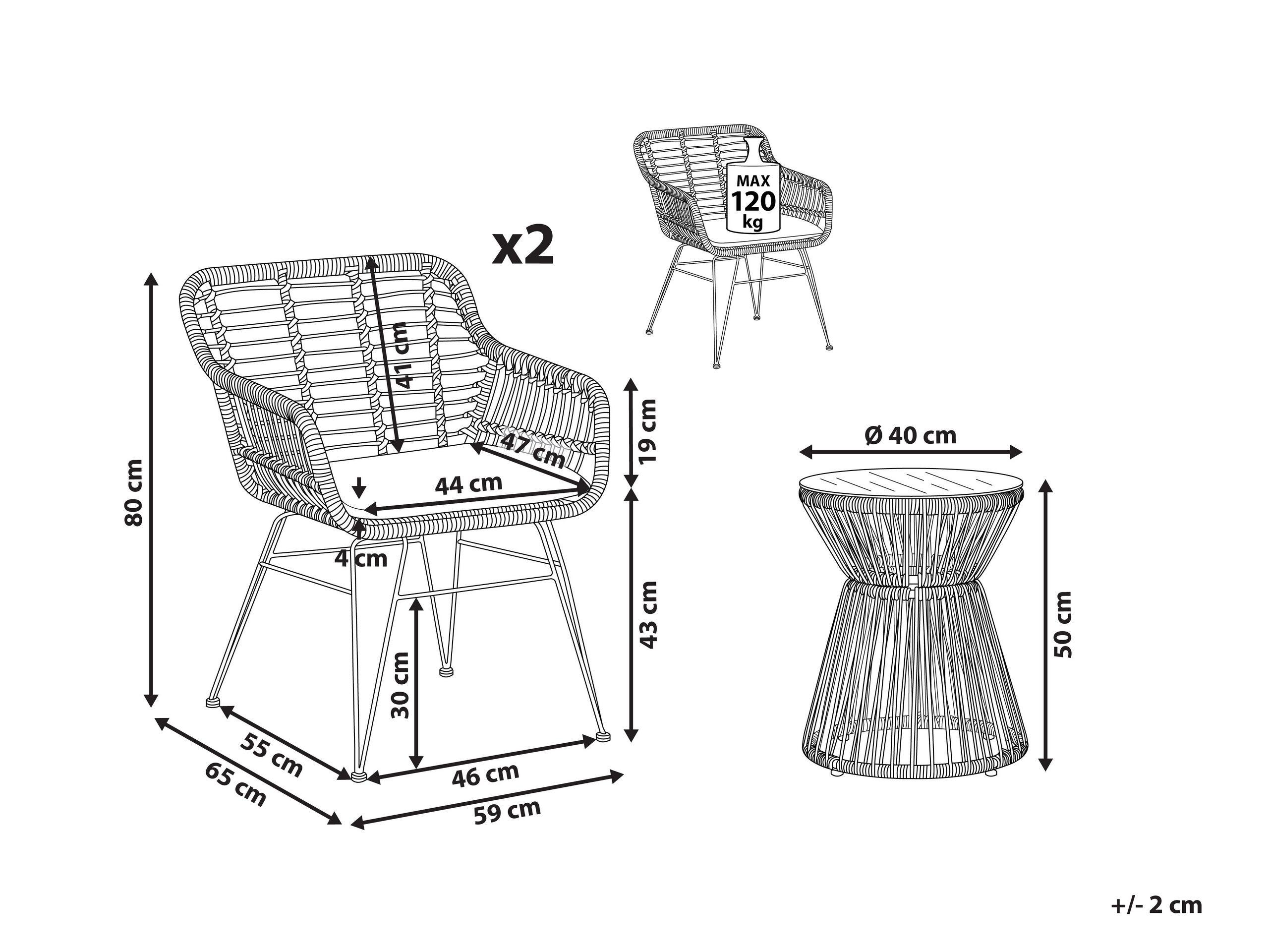 Beliani Bistro Set aus PE Rattan Rustikal TRESTINA  