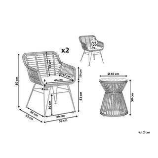 Beliani Bistro Set aus PE Rattan Rustikal TRESTINA  