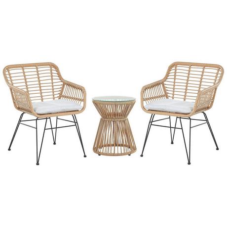 Beliani Set bistrot en Rattan sintetico Rustico TRESTINA  