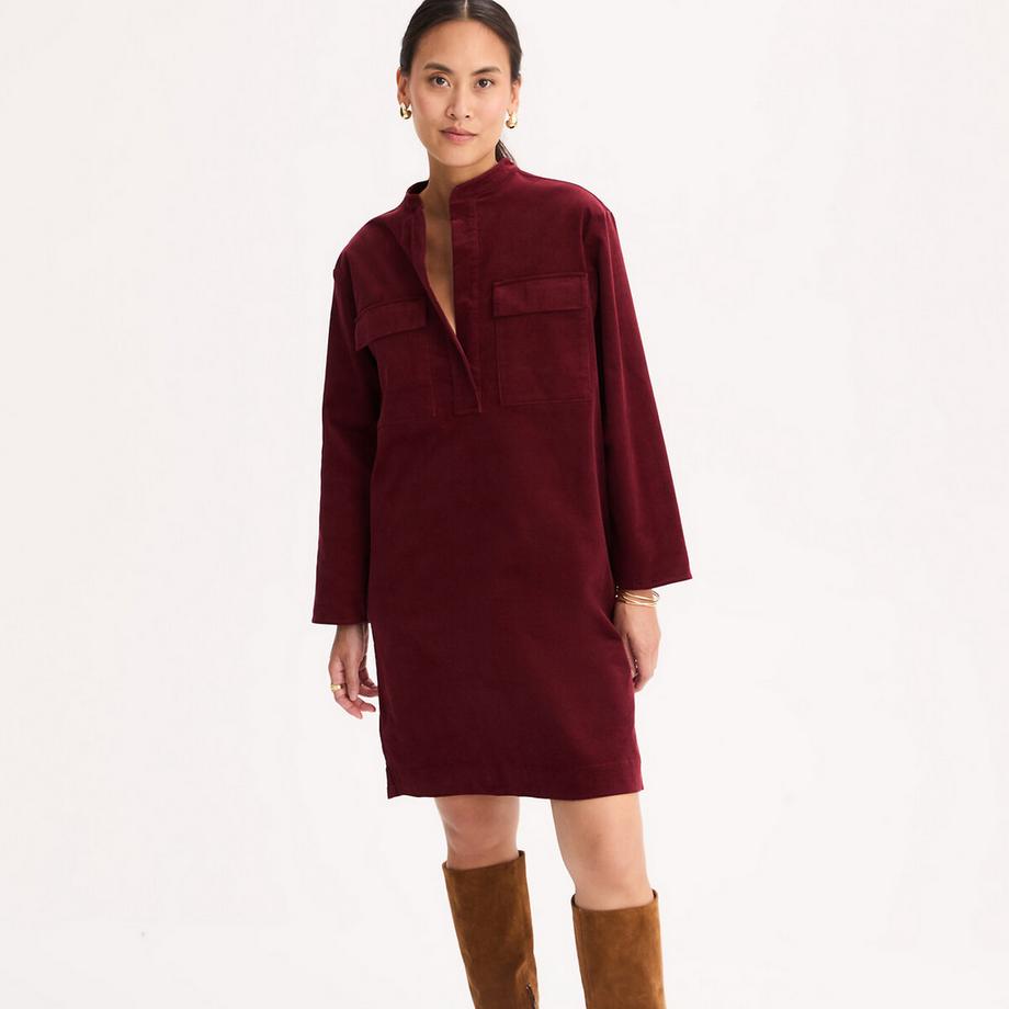 La Redoute Collections Robe droite en velours col Mao  