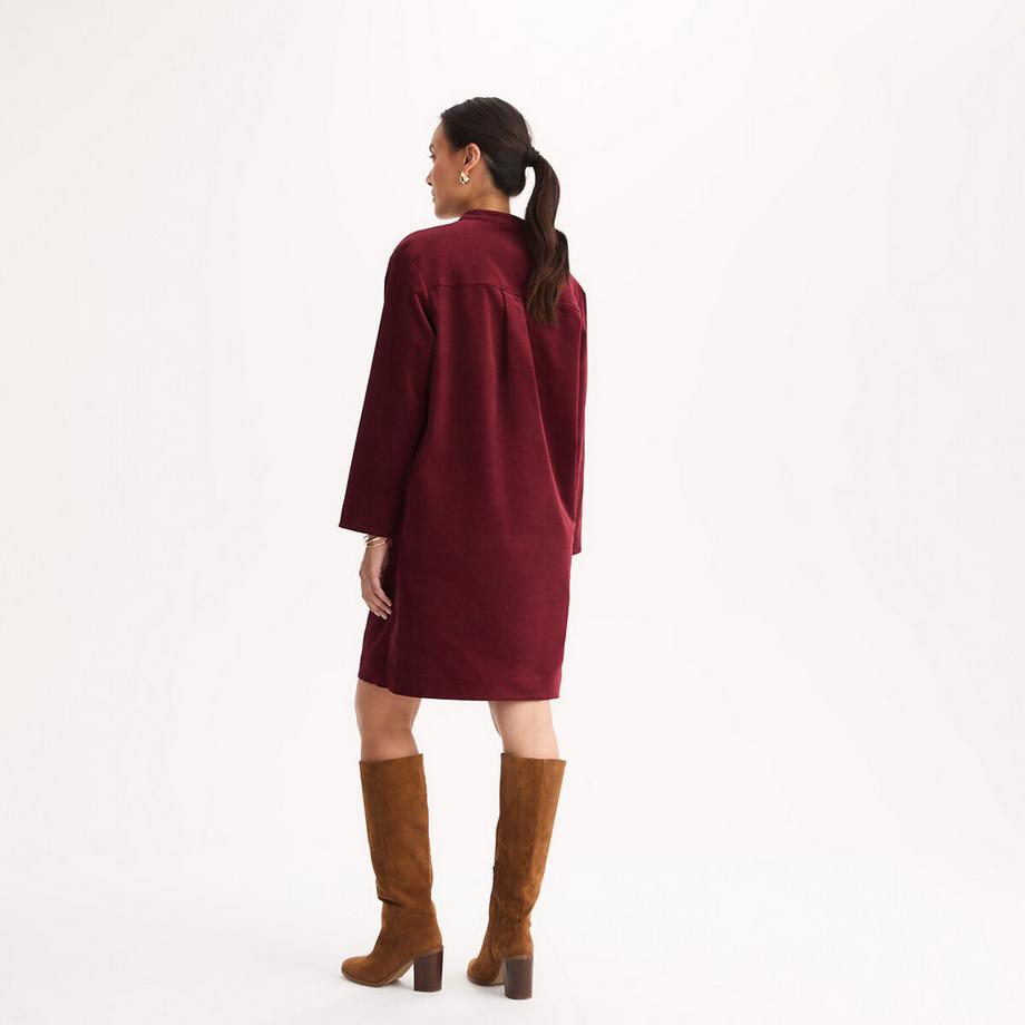 La Redoute Collections Robe droite en velours col Mao  