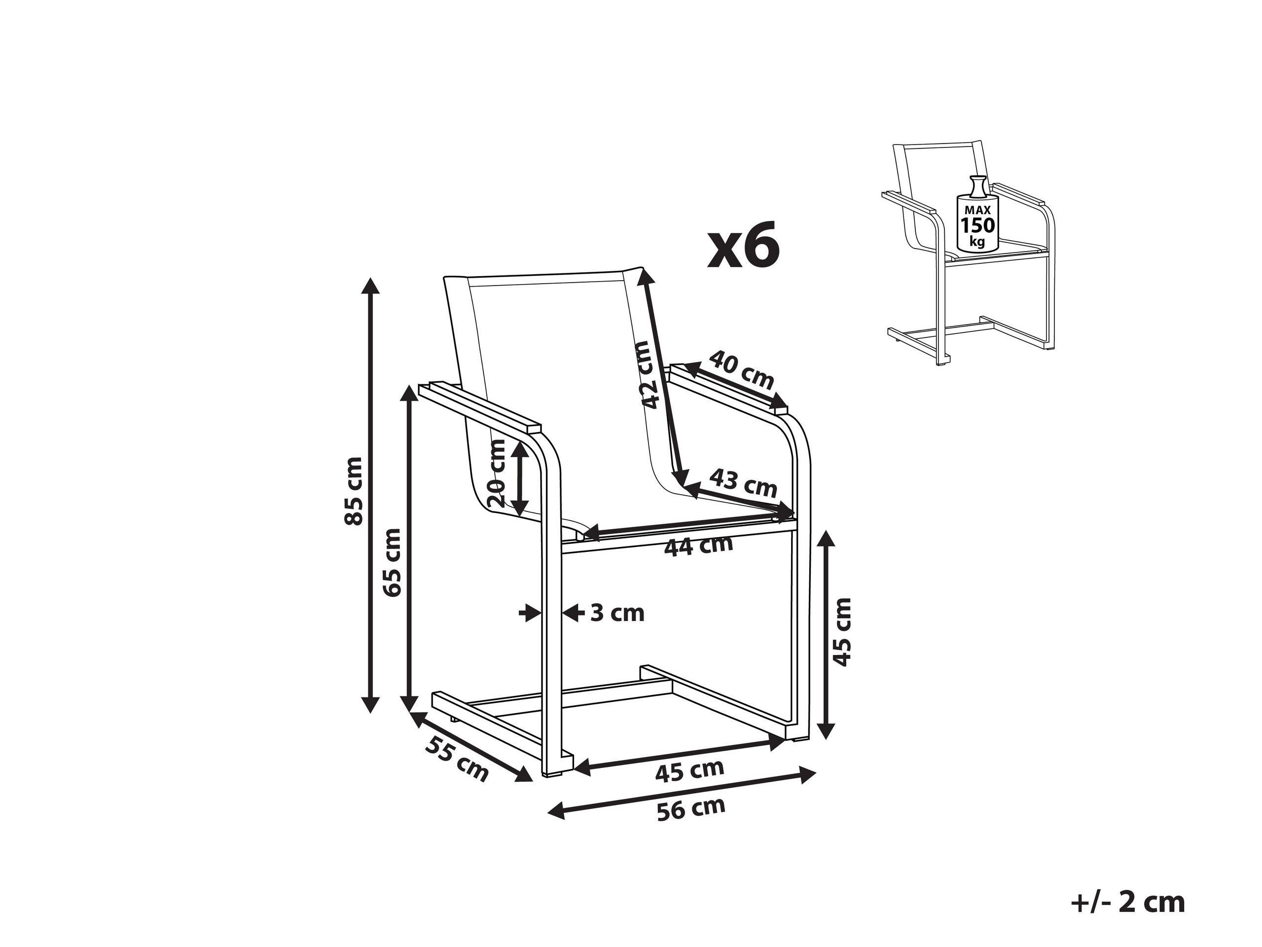 Beliani Lot de 6 chaises de jardin en Acier inox Moderne COSOLETO  