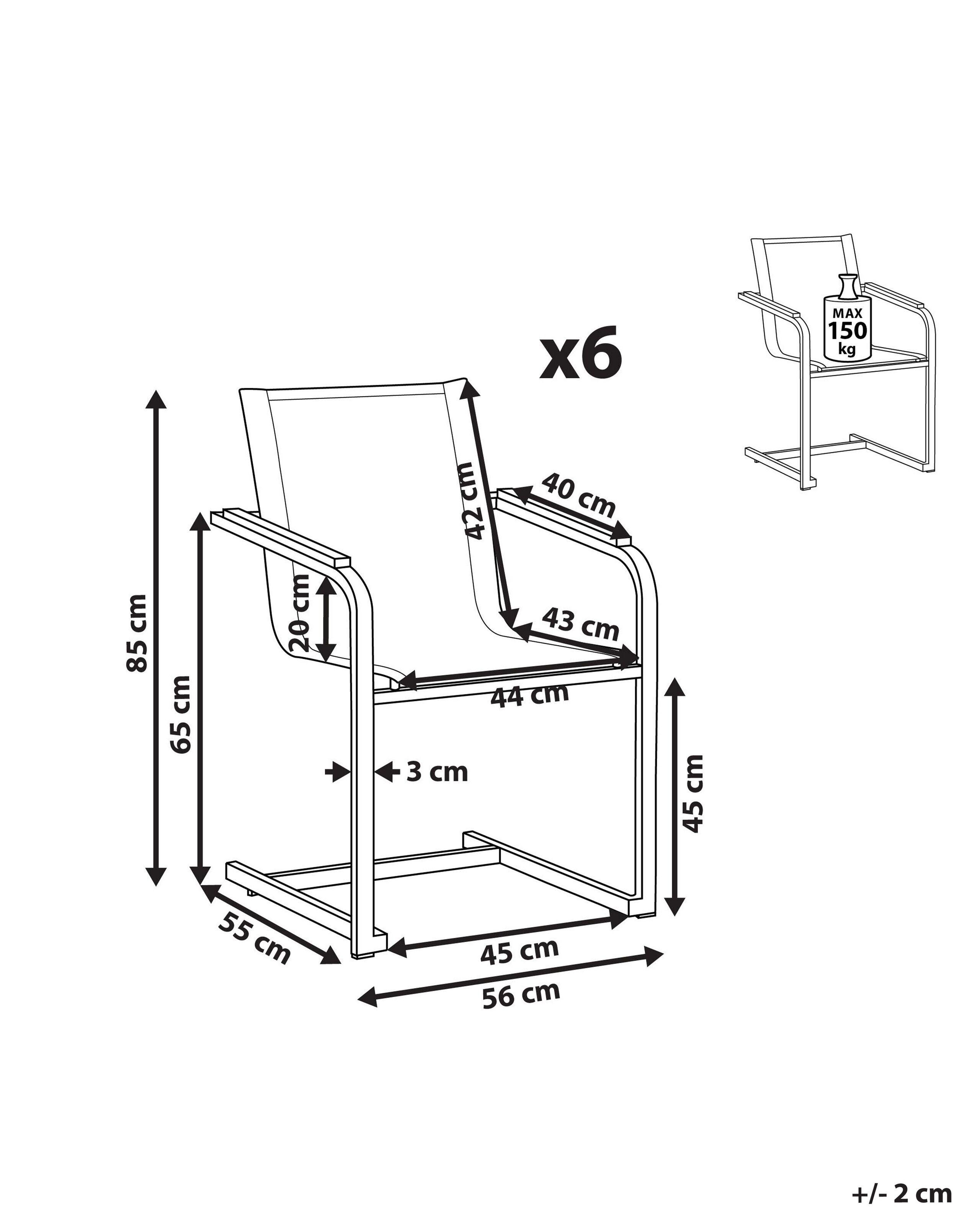 Beliani Lot de 6 chaises de jardin en Acier inox Moderne COSOLETO  