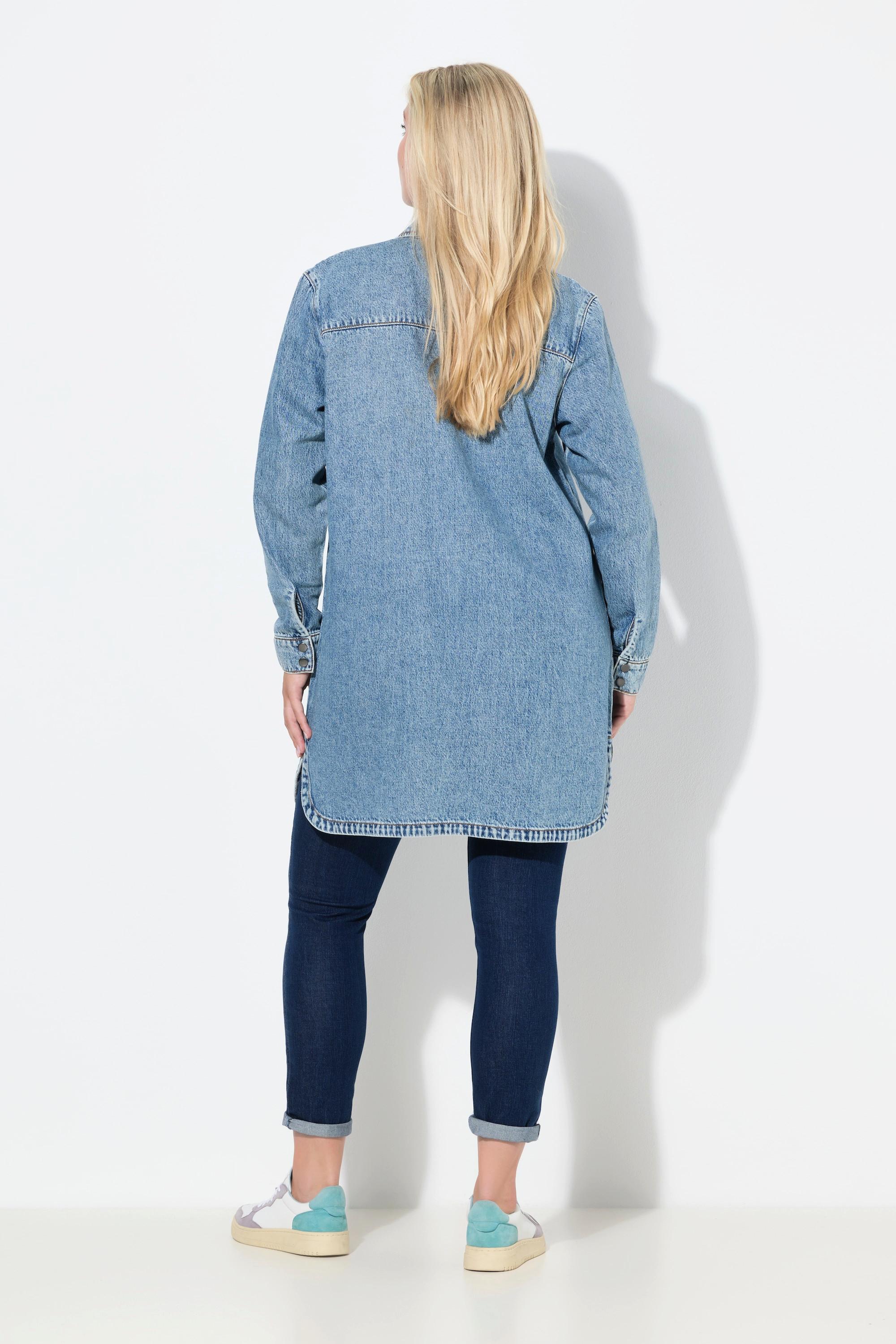 Ulla Popken Oversized Jeans-Shaket Hemdkragen  
