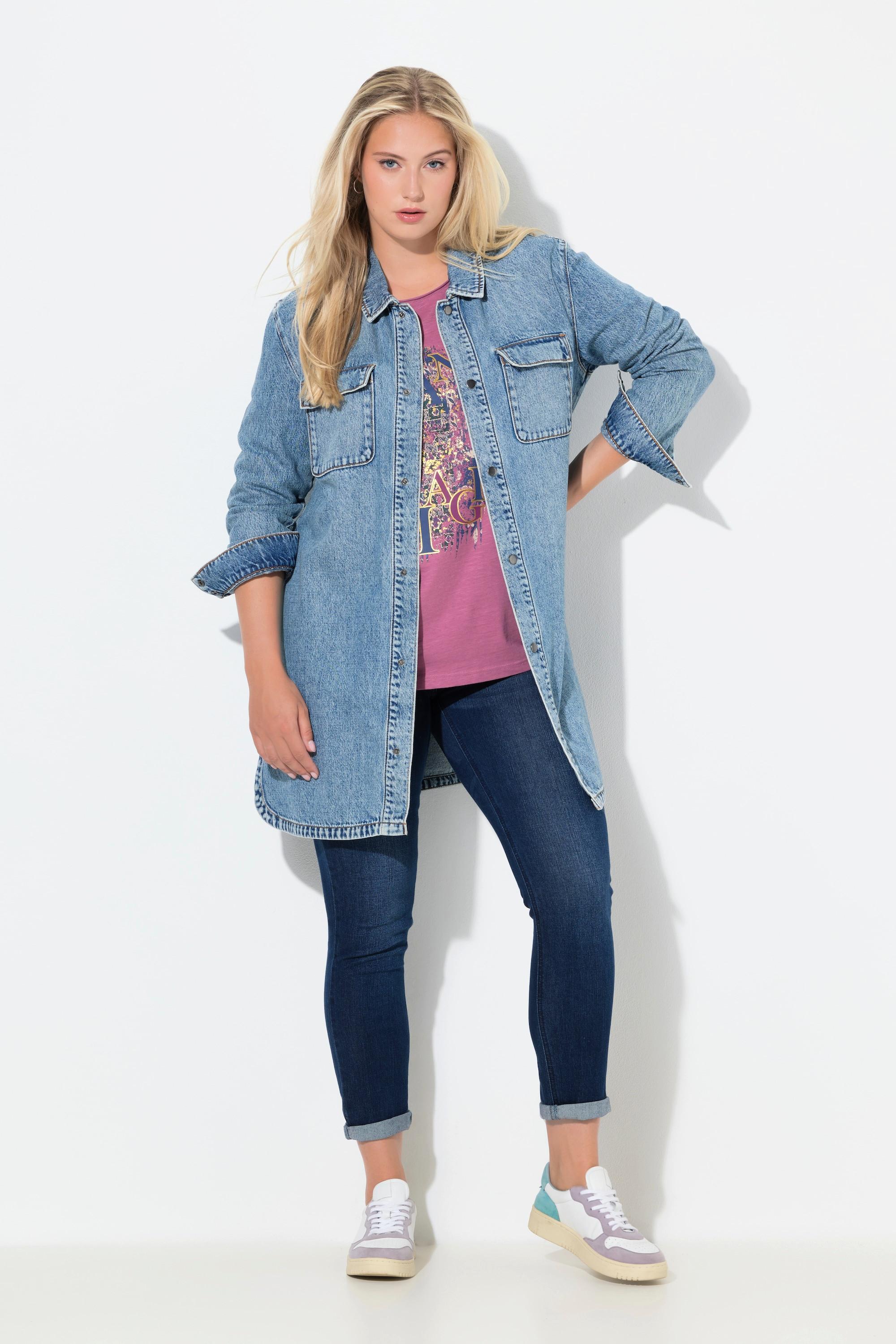Ulla Popken Oversized Jeans-Shaket Hemdkragen  
