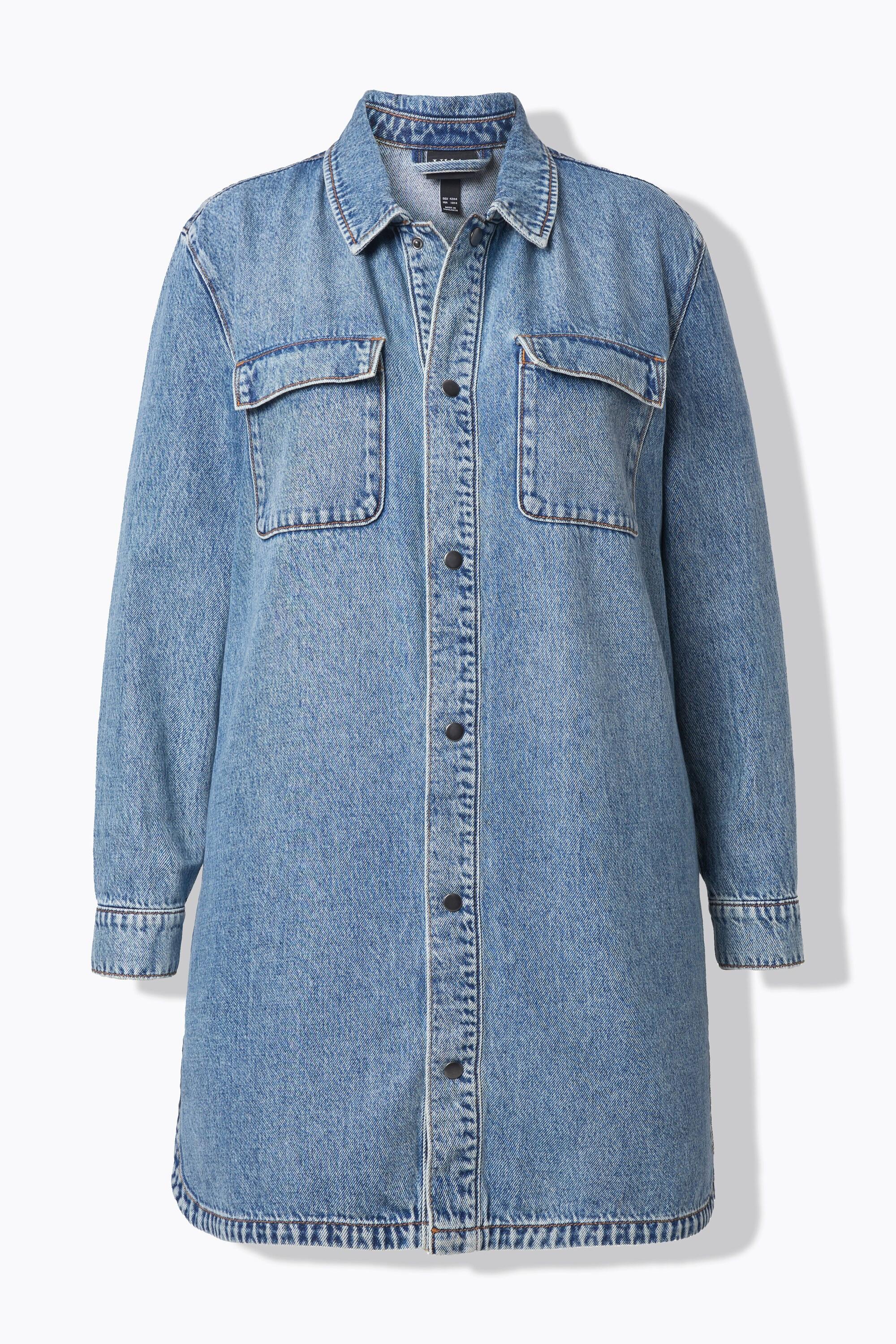 Ulla Popken Oversized Jeans-Shaket Hemdkragen  