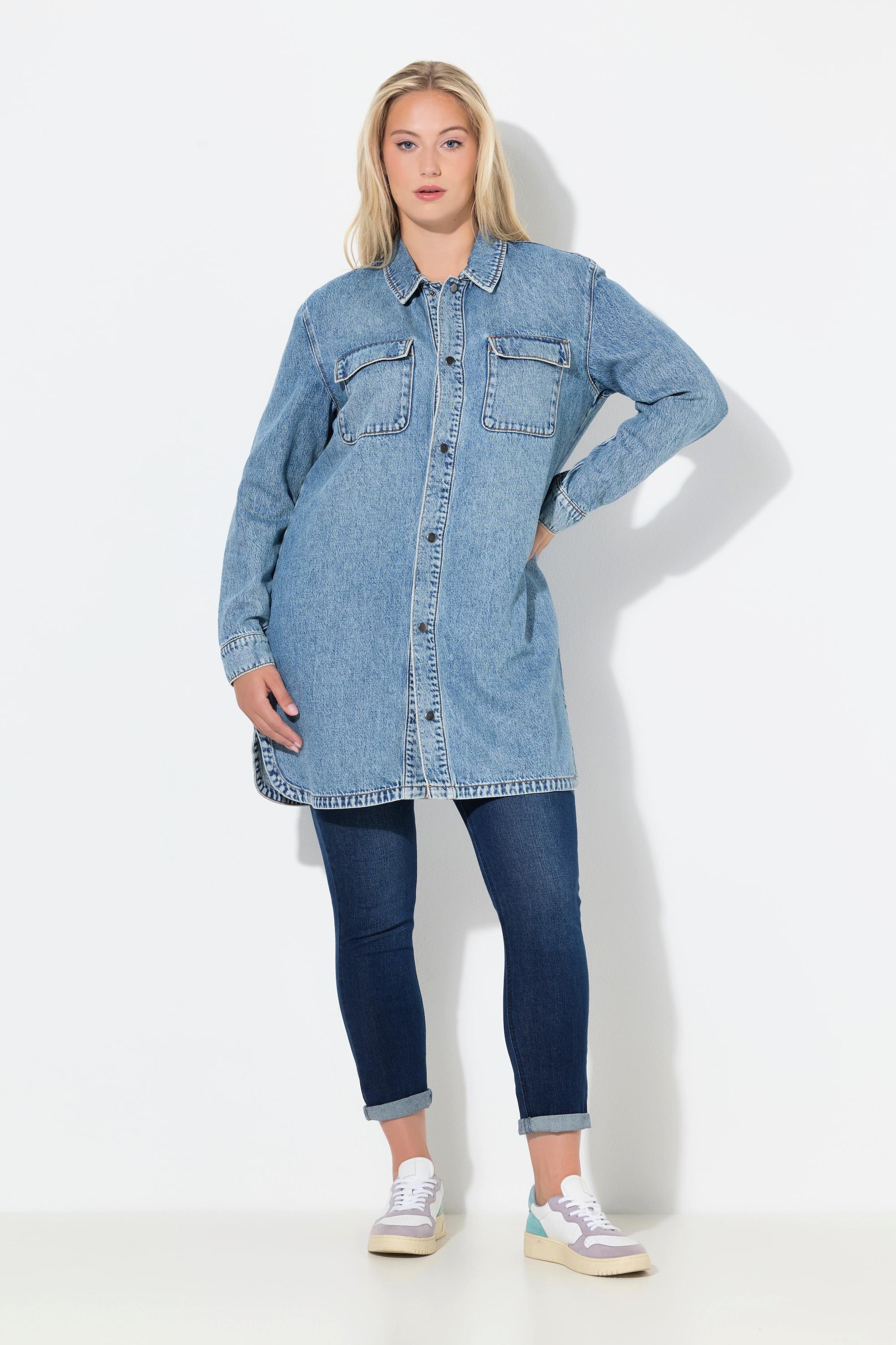 Ulla Popken Oversized Jeans-Shaket Hemdkragen  