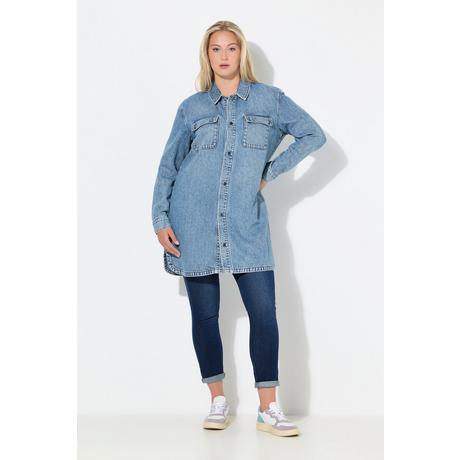 Ulla Popken Oversized Jeans-Shaket Hemdkragen  