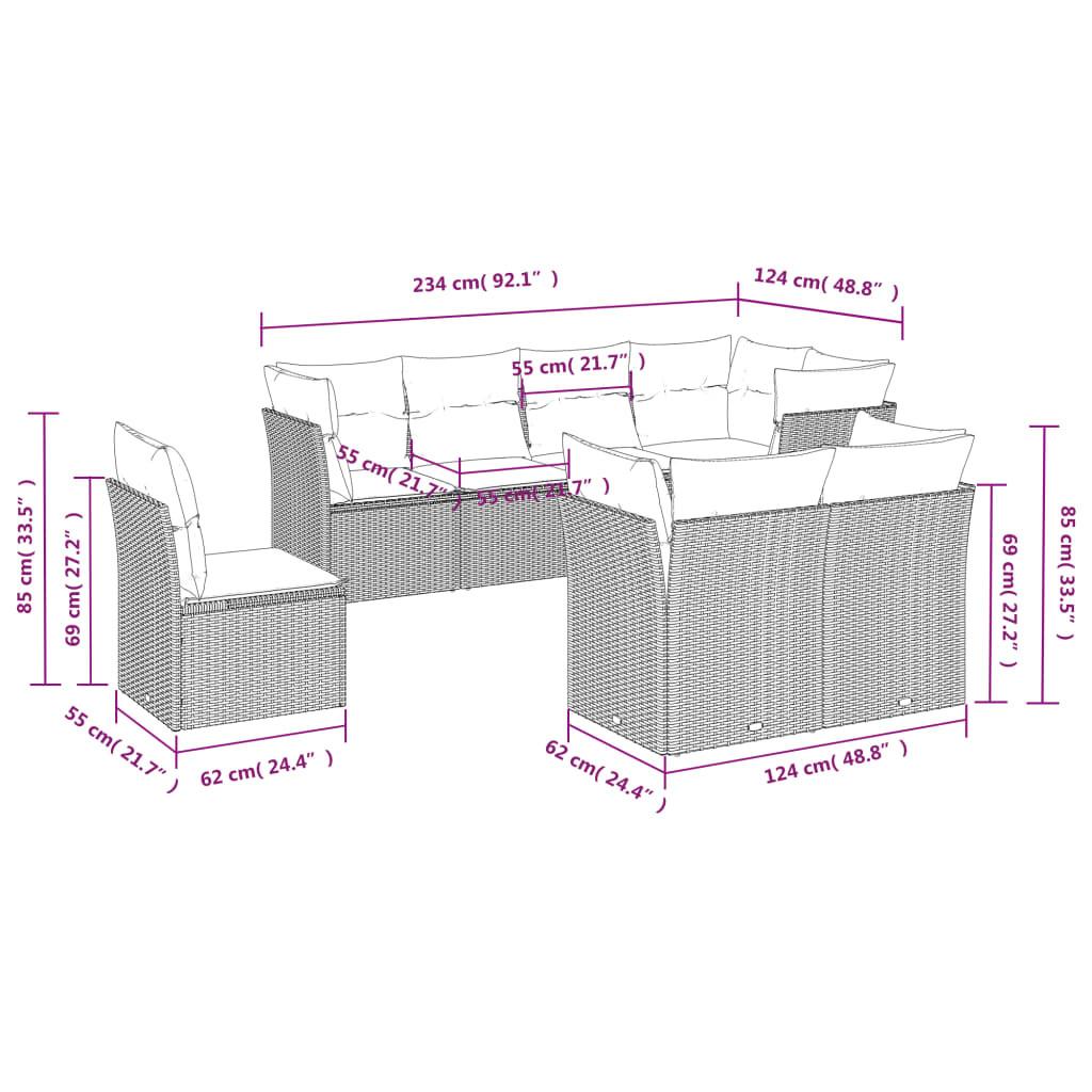 VidaXL Ensemble de canapés de jardin rotin synthétique  