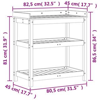 VidaXL Table d'empotage bois de douglas  