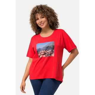 Ulla Popken  T-shirt dal taglio oversize con design fotografico, scollo a girocollo e mezze maniche 