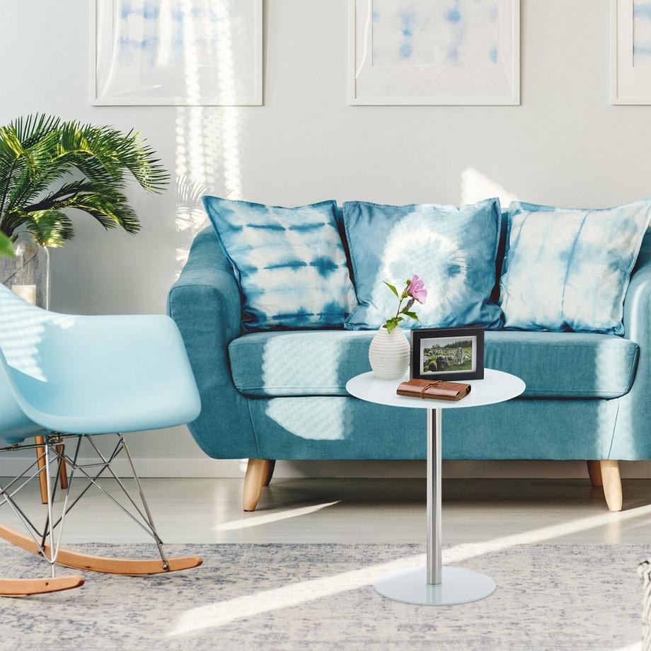 B2X Beistelltisch aus Glas und Edelstahl  