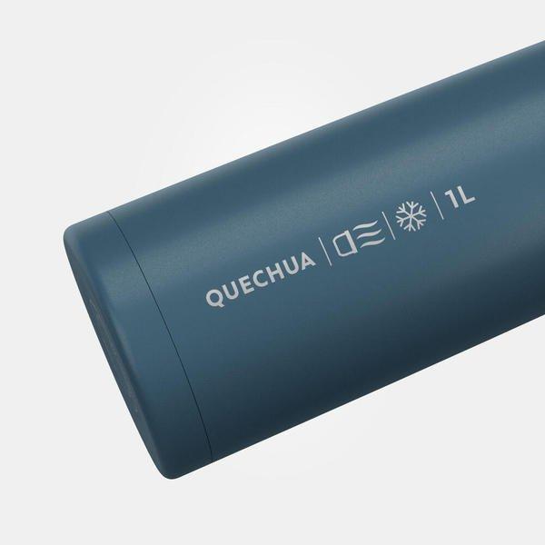 QUECHUA Isolierflasche Wandern Inox Edelstahl 1 Liter blau  