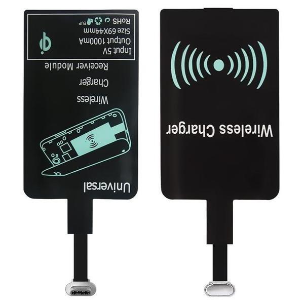 eStore  Qi-Adapter – kabelloser Ladeempfänger für Micro-USB – Schwarz 