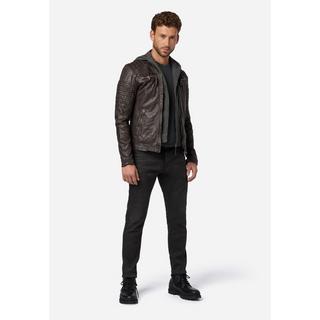 RICANO  Lederjacke 12815 Hood, Bikerstil mit abtrennbarer Kapuze 