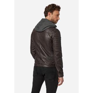 RICANO  Lederjacke 12815 Hood, Bikerstil mit abtrennbarer Kapuze 