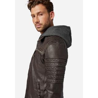 RICANO  Lederjacke 12815 Hood, Bikerstil mit abtrennbarer Kapuze 