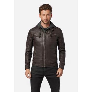 RICANO  Lederjacke 12815 Hood, Bikerstil mit abtrennbarer Kapuze 