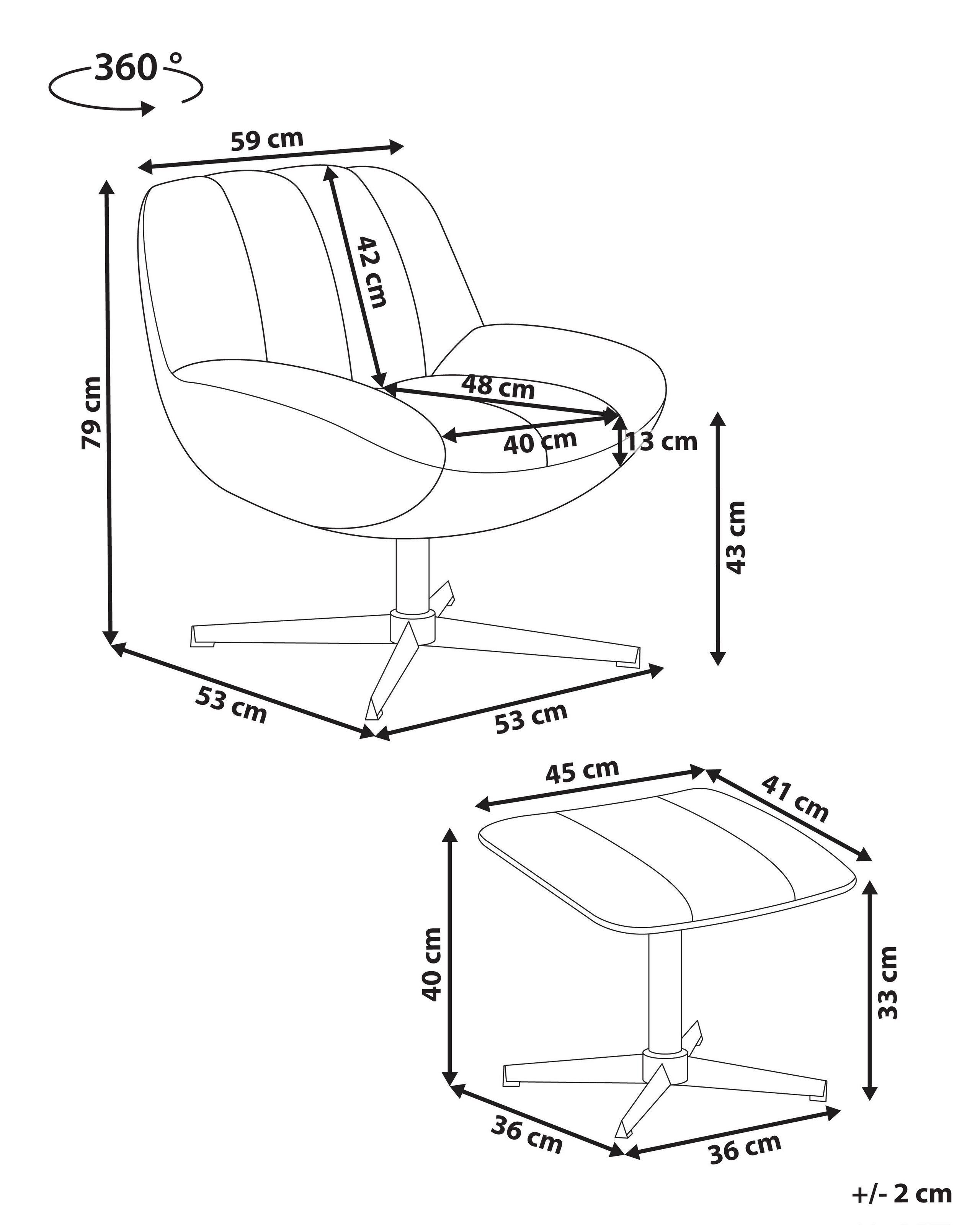 Beliani Chaise avec repose-pied en Velours Rétro LIA  