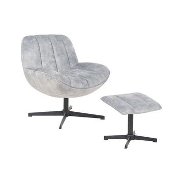 Chaise avec repose-pied en Velours Rétro LIA