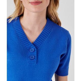 Damart  Pull manches courtes col V, maille jersey. 