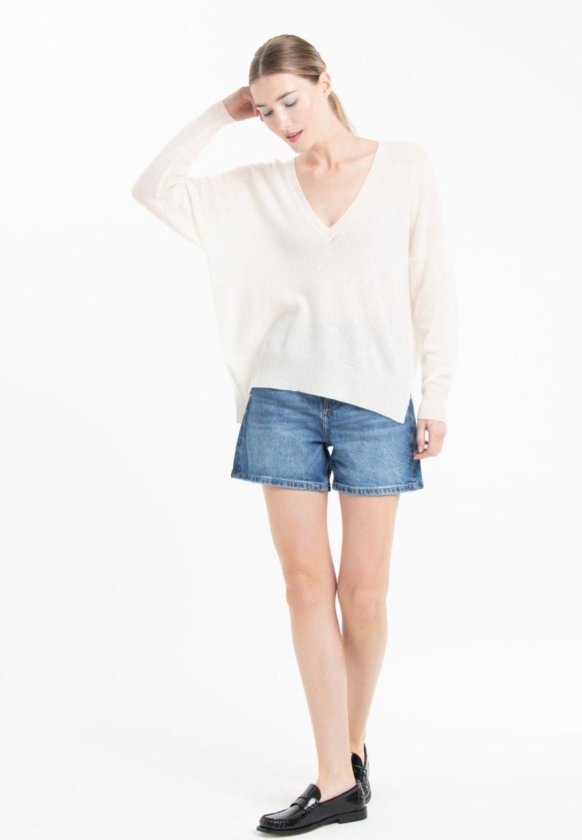 Studio Cashmere8 NAMI 23 V-Ausschnitt Gestreifter Pullover  