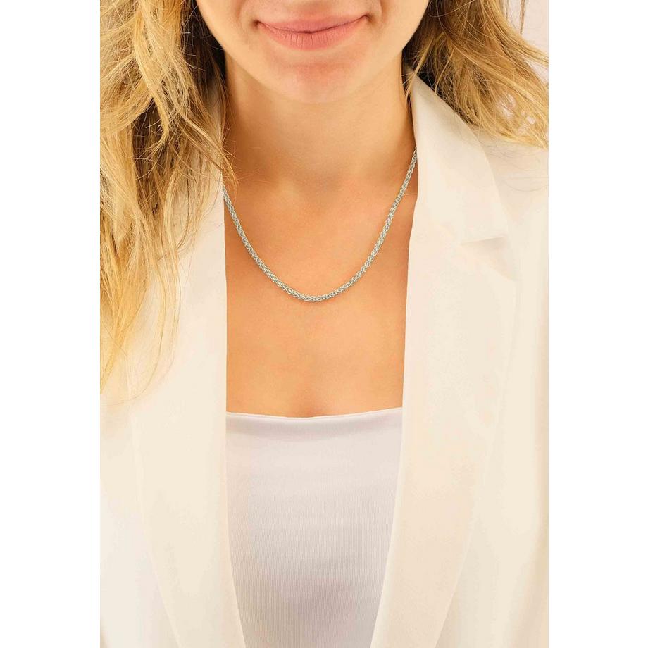 MUAU Schmuck  Collier Zopf Weissgold 750, 3.3mm, 42cm 