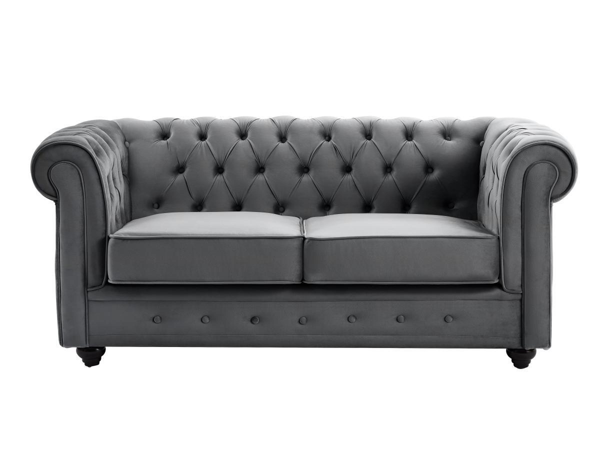 Vente-unique Sofa 2-Sitzer - Samt - Anthrazit - CHESTERFIELD  