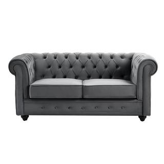 Vente-unique Sofa 2-Sitzer - Samt - Anthrazit - CHESTERFIELD  