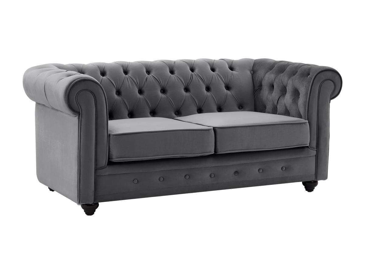 Vente-unique Sofa 2-Sitzer - Samt - Anthrazit - CHESTERFIELD  