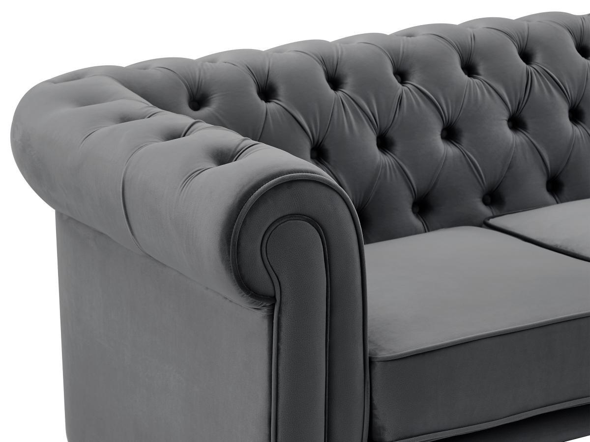 Vente-unique Sofa 2-Sitzer - Samt - Anthrazit - CHESTERFIELD  