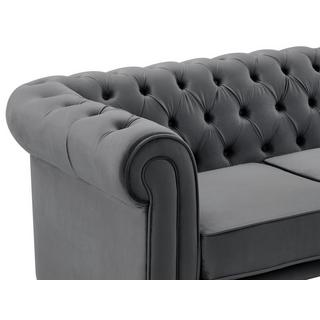 Vente-unique Sofa 2-Sitzer - Samt - Anthrazit - CHESTERFIELD  