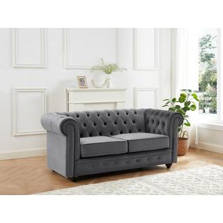 Vente-unique Sofa 2-Sitzer - Samt - Anthrazit - CHESTERFIELD  