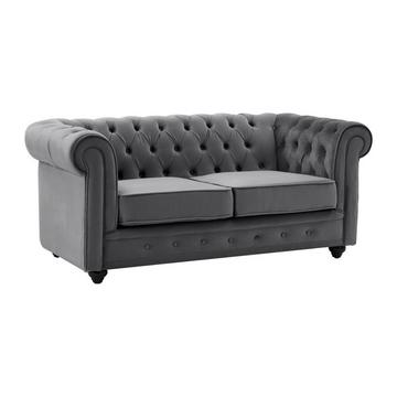 Sofa 2-Sitzer - Samt - Anthrazit - CHESTERFIELD