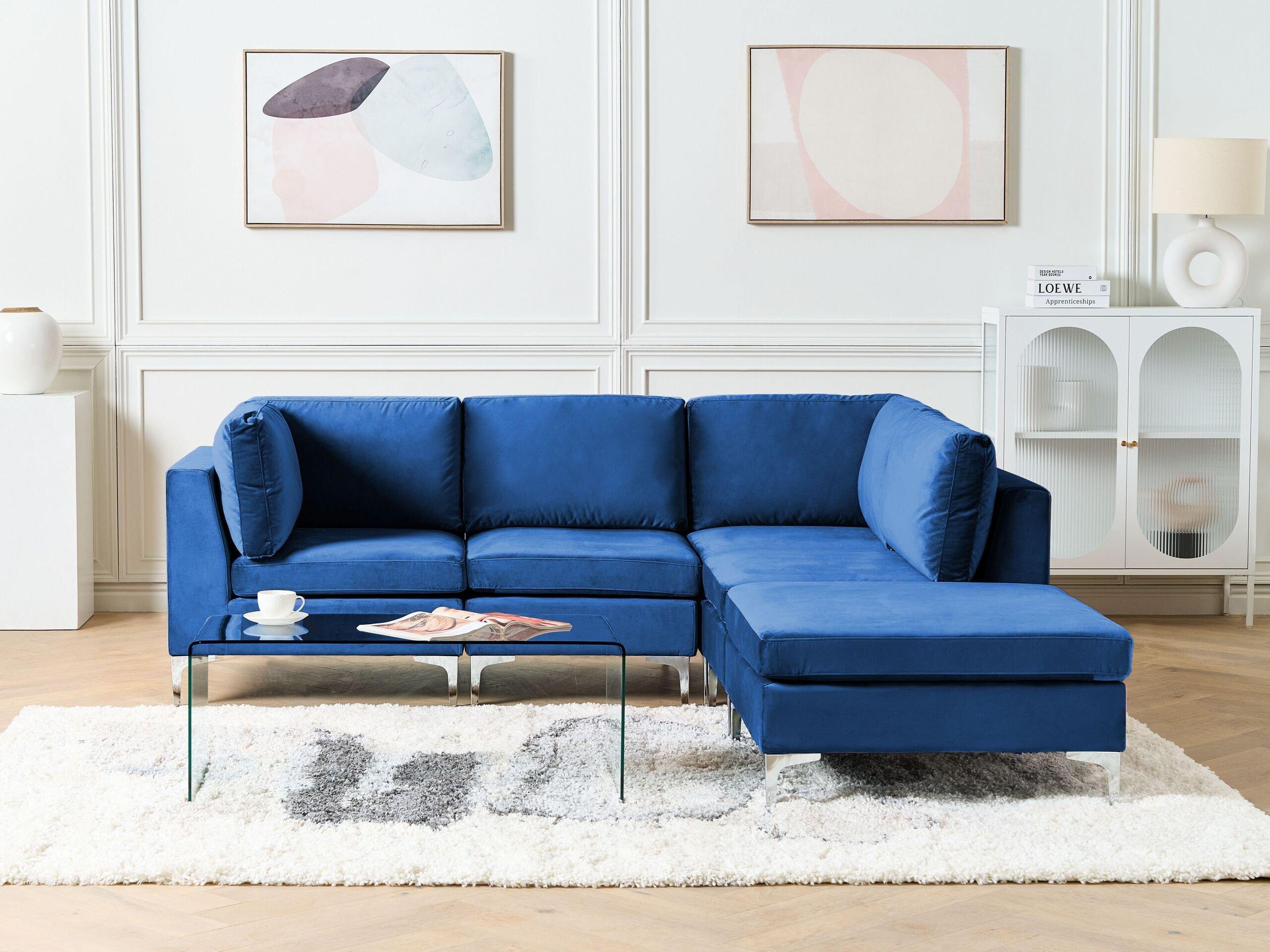 Beliani Sofa mit Ottomane aus Samtstoff Modern EVJA  