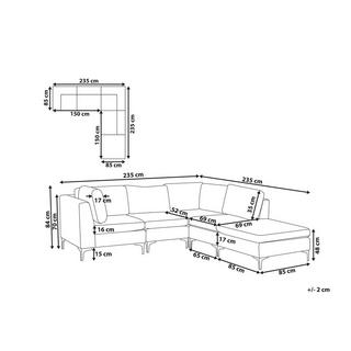 Beliani Sofa mit Ottomane aus Samtstoff Modern EVJA  