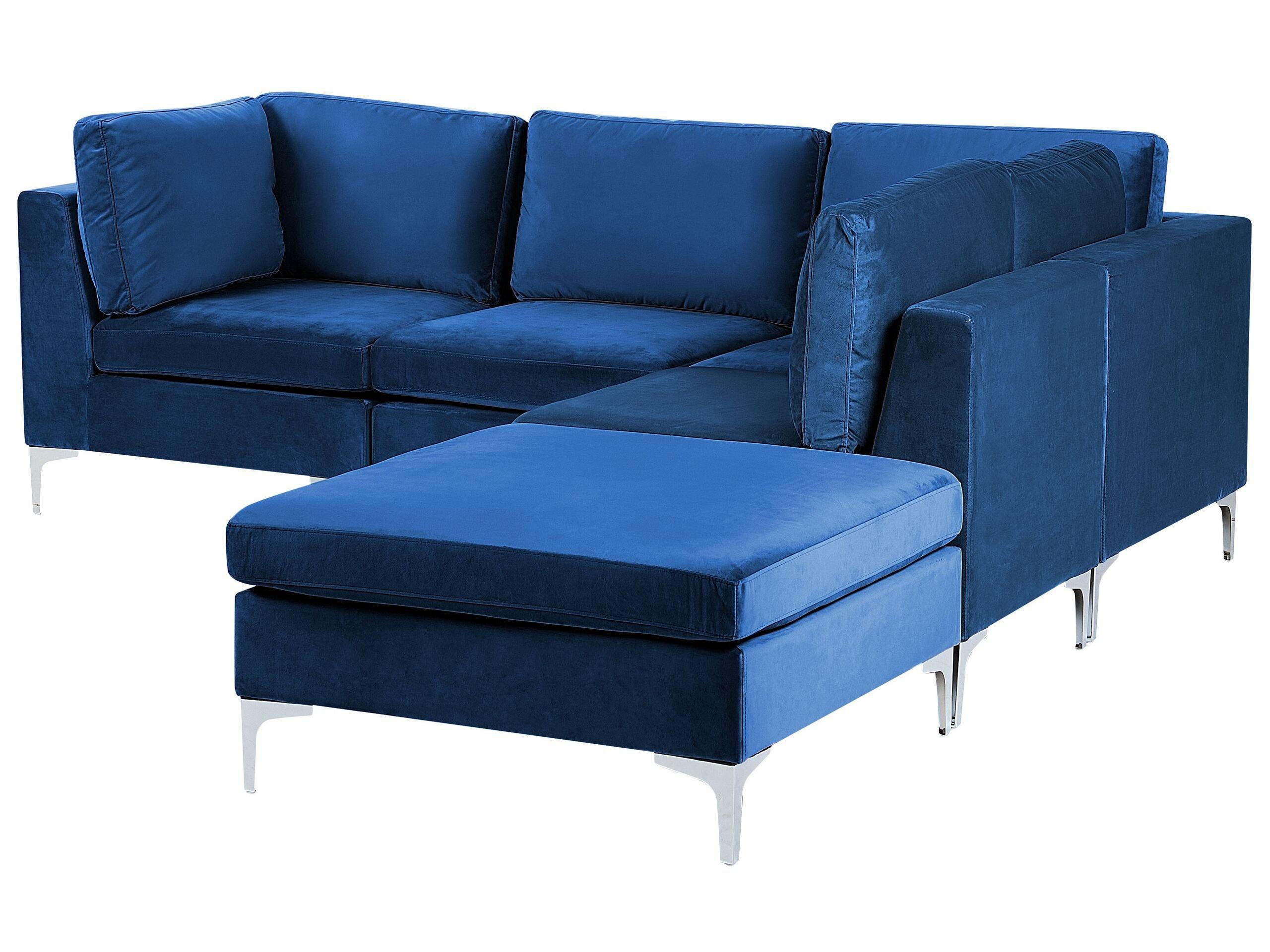 Beliani Sofa mit Ottomane aus Samtstoff Modern EVJA  