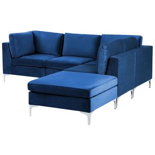 Beliani Sofa mit Ottomane aus Samtstoff Modern EVJA  