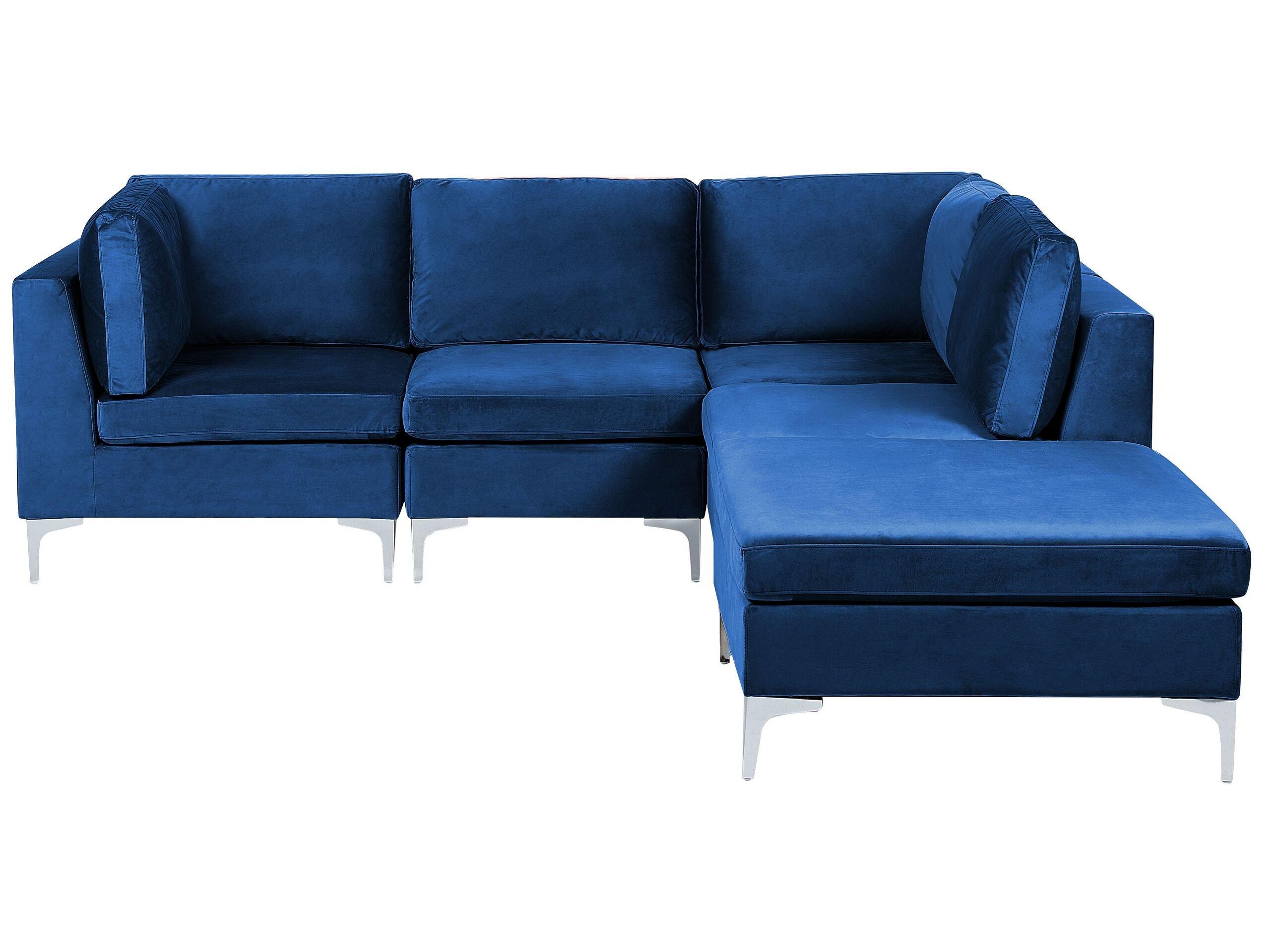 Beliani Sofa mit Ottomane aus Samtstoff Modern EVJA  