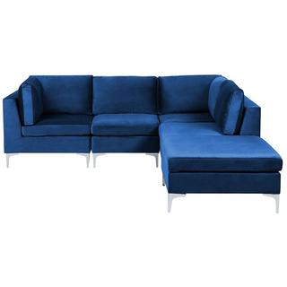 Beliani Sofa mit Ottomane aus Samtstoff Modern EVJA  