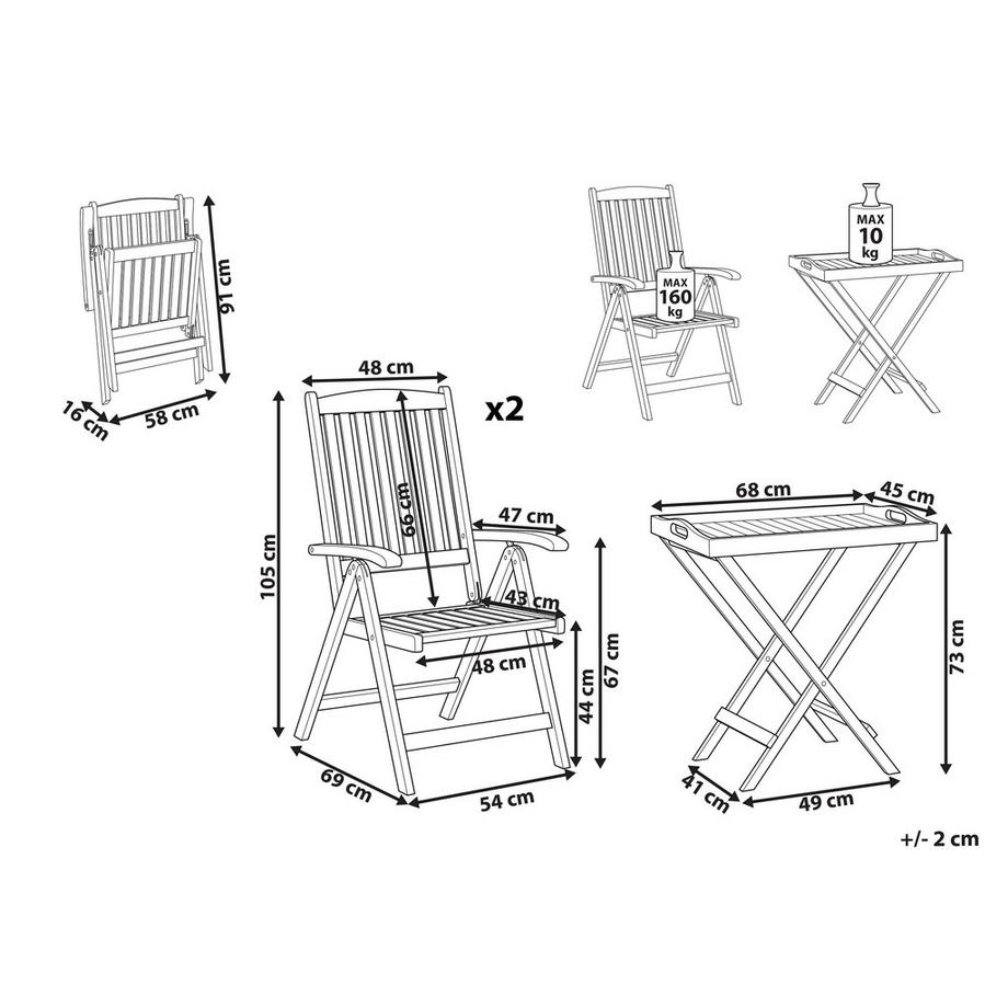 Beliani Bistro Set aus Akazienholz  AMANTEA  