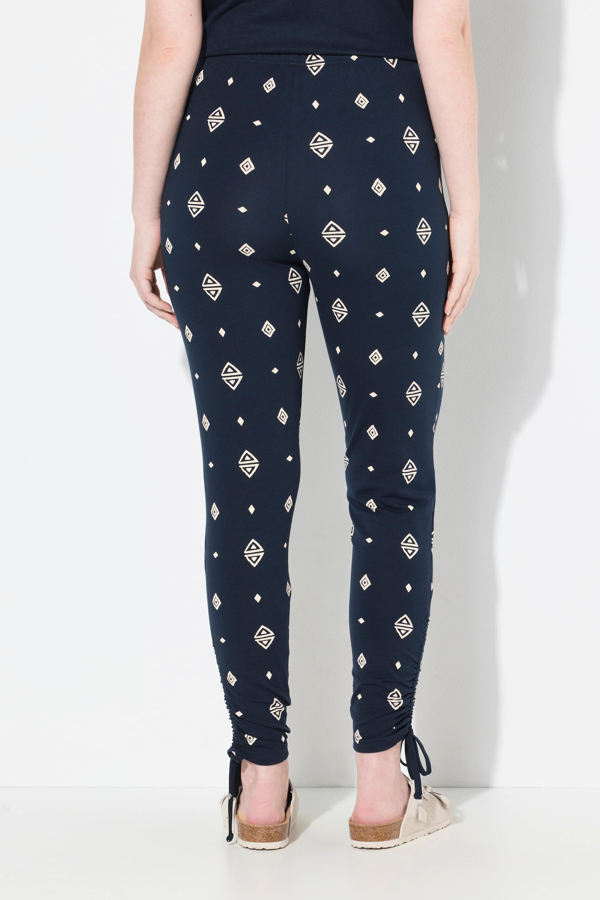 Ulla Popken Legging Motif Losanges Jambe Étroite Coton Bio  