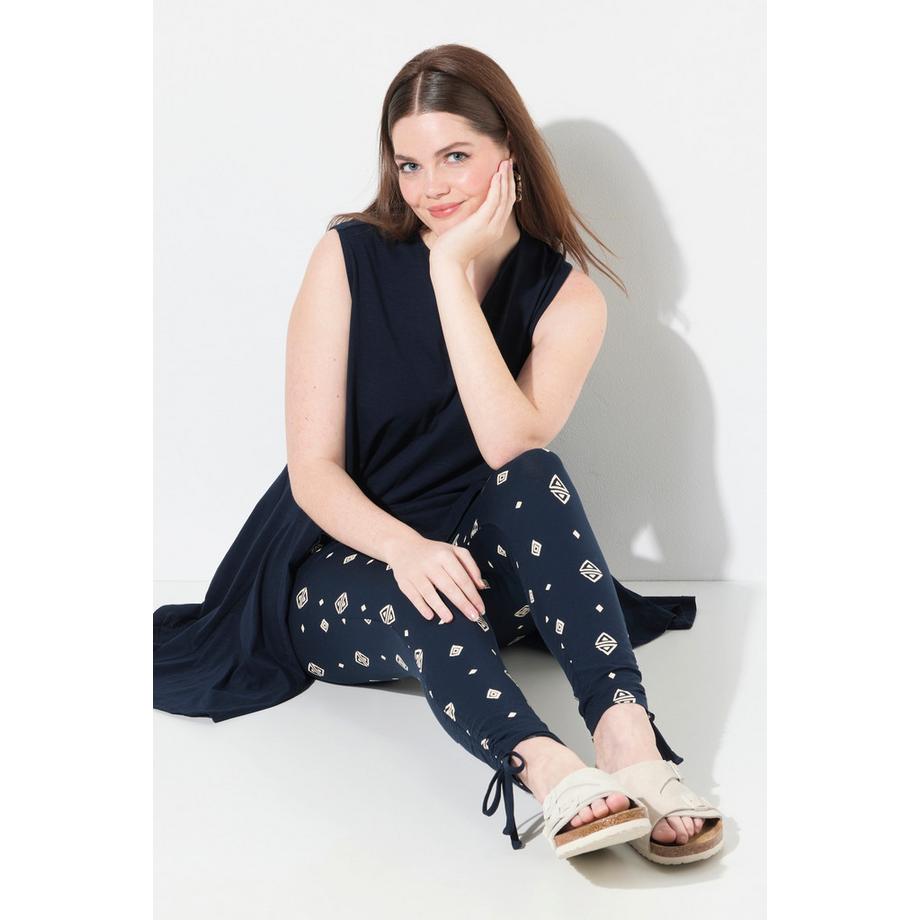 Ulla Popken Leggings Rhombenmuster Schmales Bein Biobaumwolle  