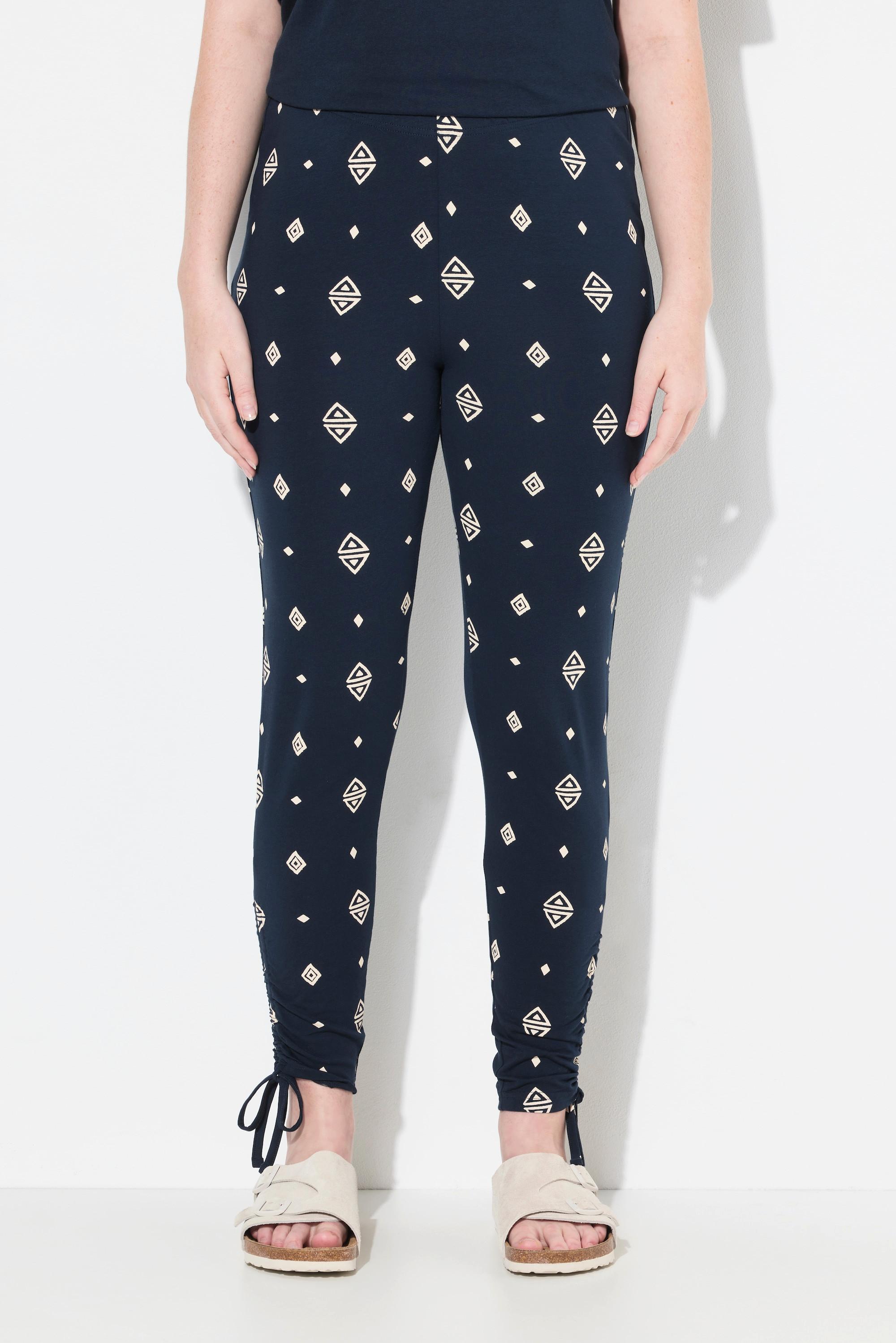 Ulla Popken Legging Motif Losanges Jambe Étroite Coton Bio  