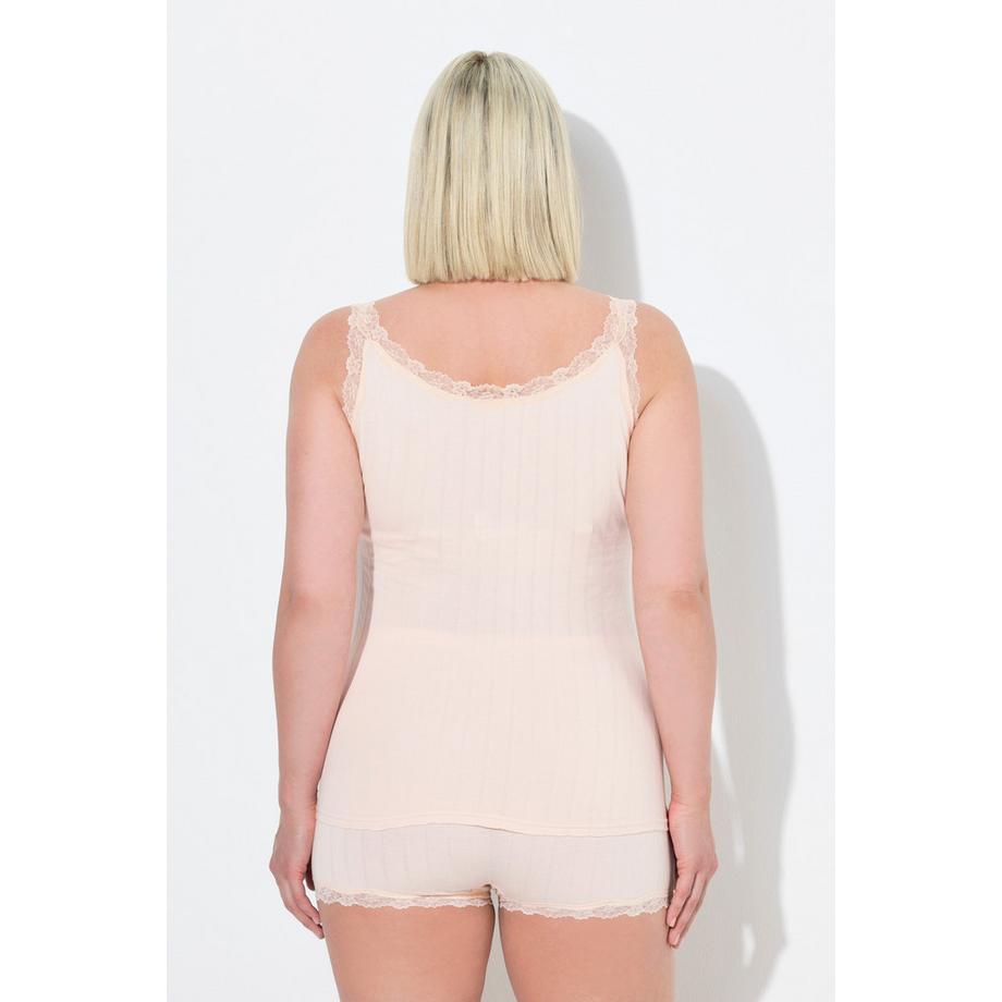 Ulla Popken Canottiera Jersey Ajour Pizzo Scollo Rotondo  