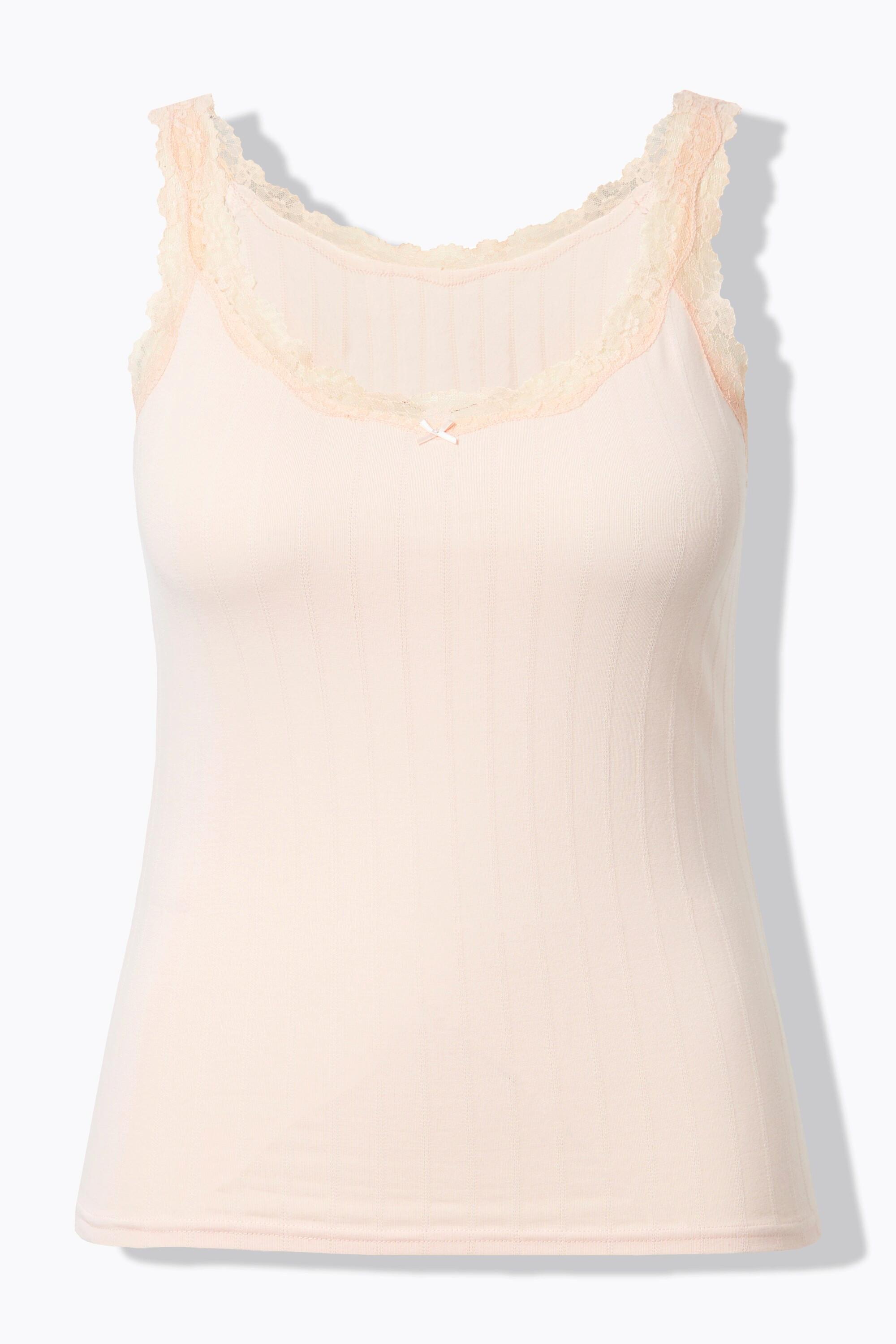 Ulla Popken Canottiera Jersey Ajour Pizzo Scollo Rotondo  