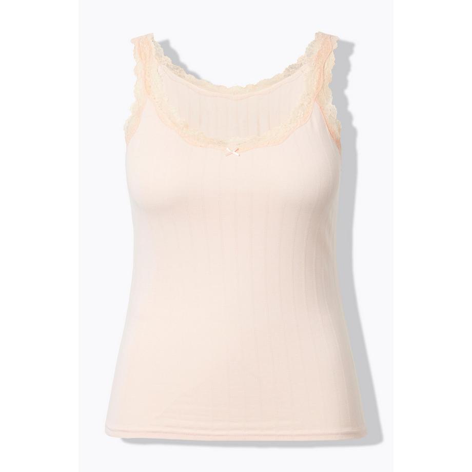 Ulla Popken Canottiera Jersey Ajour Pizzo Scollo Rotondo  