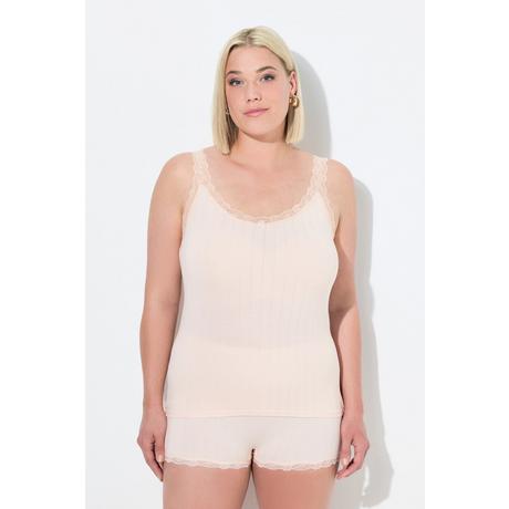 Ulla Popken Canottiera Jersey Ajour Pizzo Scollo Rotondo  